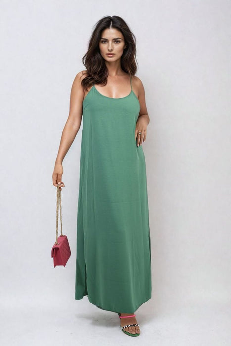 Spaghetti Strap Side Slit Maxi Dress