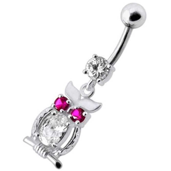 Jeweled Owl Dangling Navel Bar