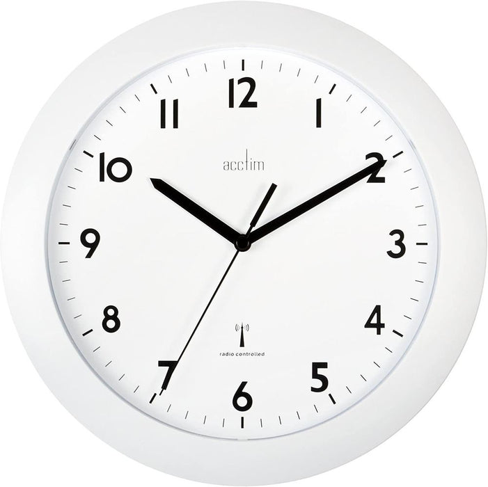 Acctim Cadiz RC Wall Clock 25.5cm White - Accurate, Energy Efficient, Clear Dial