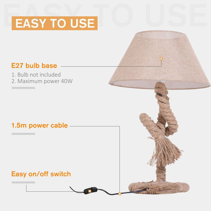 Table Lamp Indispensable Nautical Twisted Rope E27 Base Bedside Light