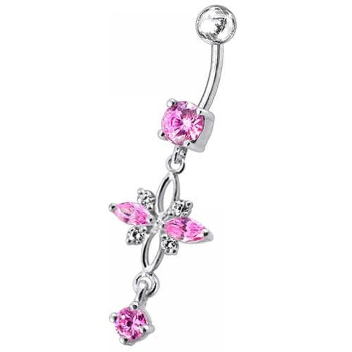 Fancy  Jeweled Dangling Navel Belly Button Ring