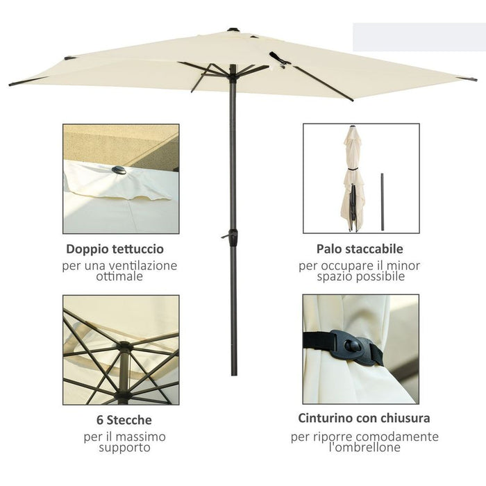 Premium Aluminium Sun Umbrella - Stay Shaded in Style with Angled Beige Canopy