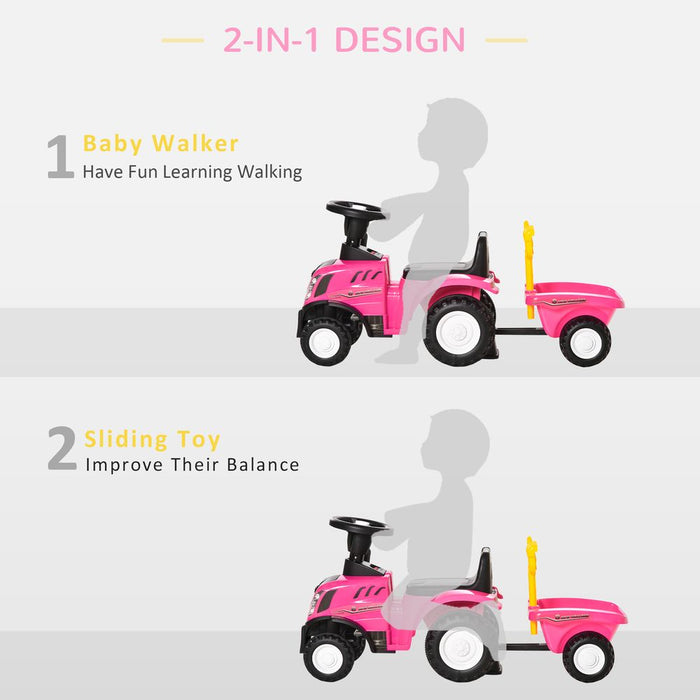 High-Quality Pink Sliding Car w/Horn - Indoor & Outdoor - Ages 12-36 Months - 25 kg Load - Battery Powered