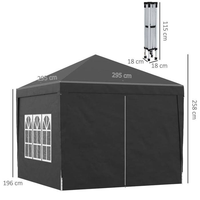 High-Quality 3x3m Pop Up Gazebo Party Tent Canopy - Black