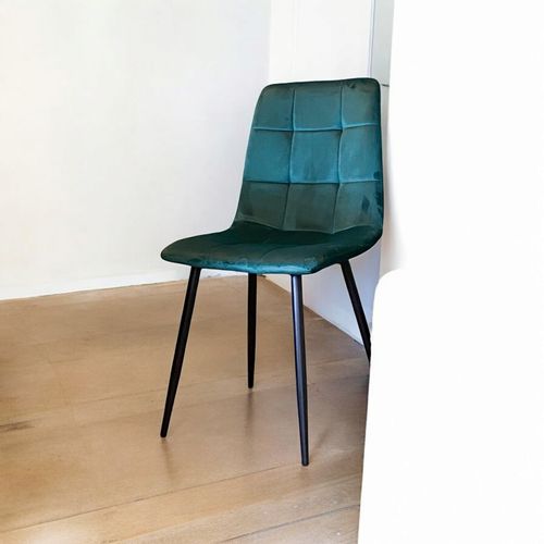 GREEN FABRIC CHAIR BLACK METAL LEGS