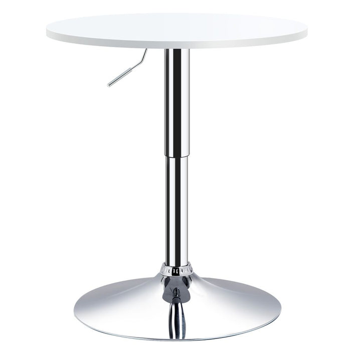 Adjustable Height Round Bar Table Swivel Top White - 60cm - Metal Frame - High Quality