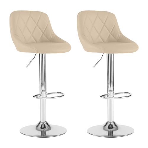 Neo Set of Two Cream Leather Bar Stools