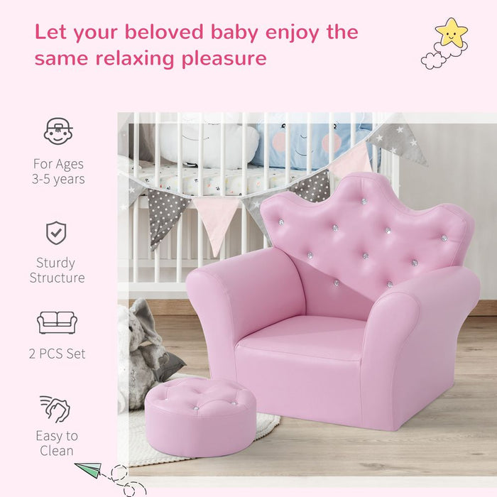 Premium Pink Kids Sofa Set - Free Footstool Included - High-Quality PU Leather - Trusted Seller