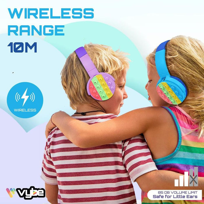 Vybe Stress Buster Push-Pop Fidget - Wireless Kids Headset - Purple