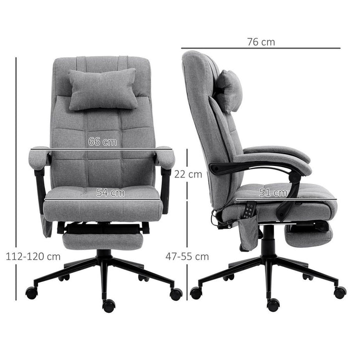 Vinsetto Fabric Vibration Massage Office Chair with Heat, Head Pillow, Grey