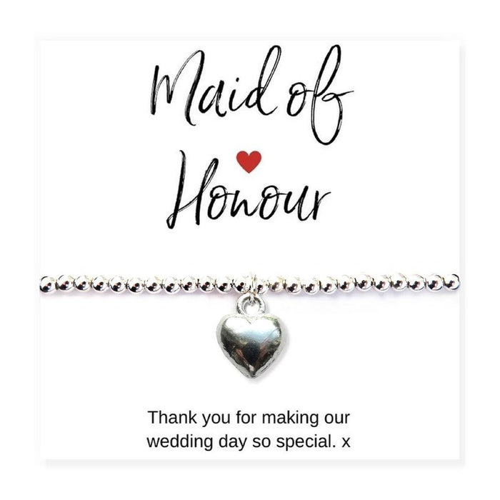 Maid of Honour Heart Bracelet & Thank You Card