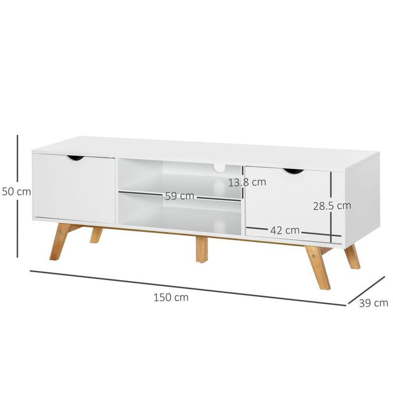 Modern White Particle Board TV Stand - 4 Compartments - High-Quality & Durable - Perfect for Electronics & Media Units