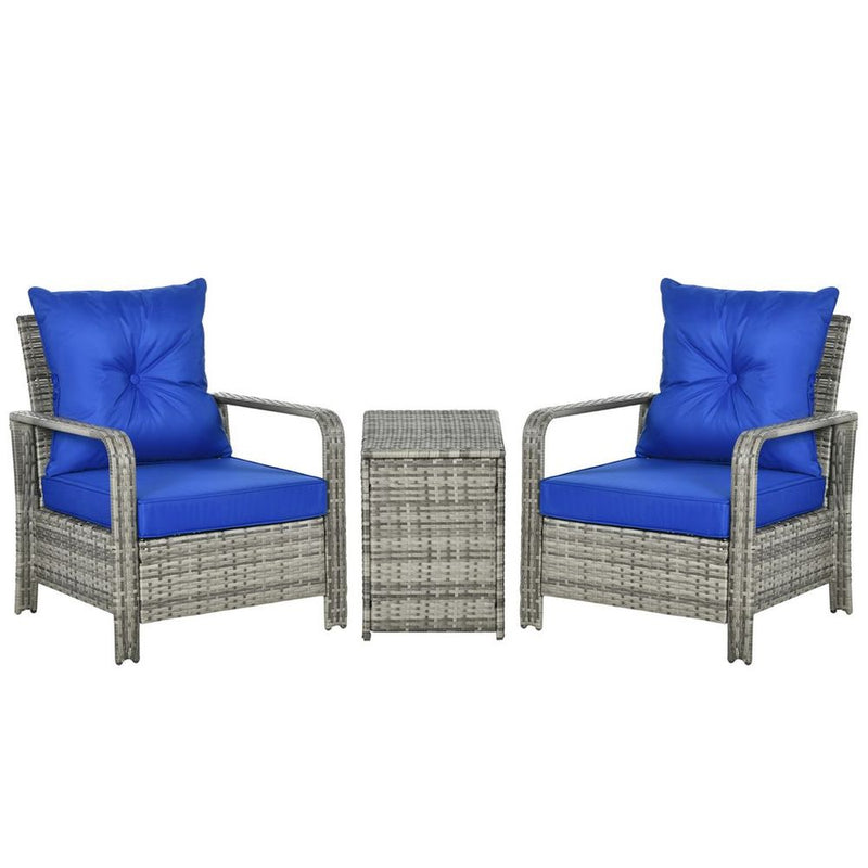 High-Quality 3-Piece PE Rattan Garden Sofa Set - Grey