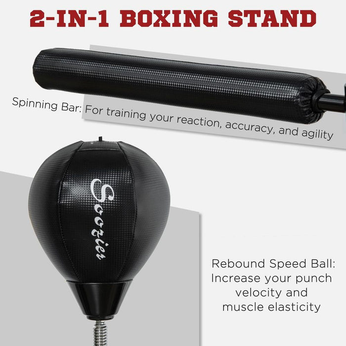 SPORTNOW Adjustable Speed Bag: Boxing Bag with Stand, Reflex Bar, Black – Improve Timing, Reflex, & Accuracy