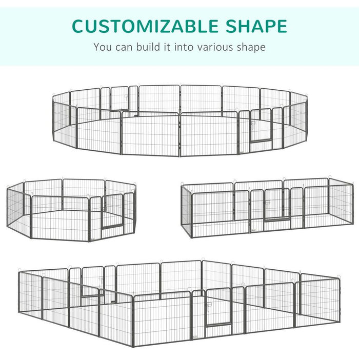 Heavy Duty 16 Panel Dog Pen - 60H cm - 2 Doors - Playpen for Dogs - Top Quality