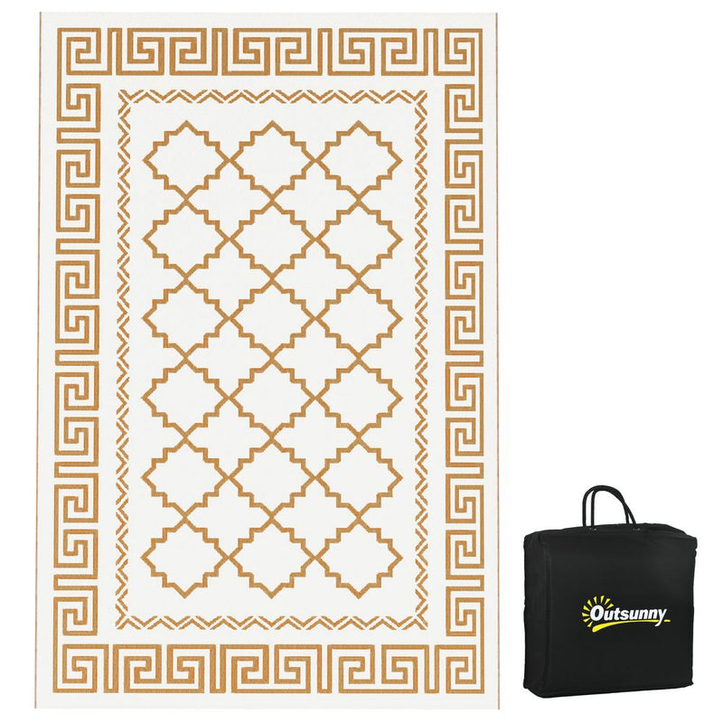 Outsunny Waterproof Outdoor Rug w/ Carry Bag: 182 x 274cm, Brown - Tear-resistant, Reversible