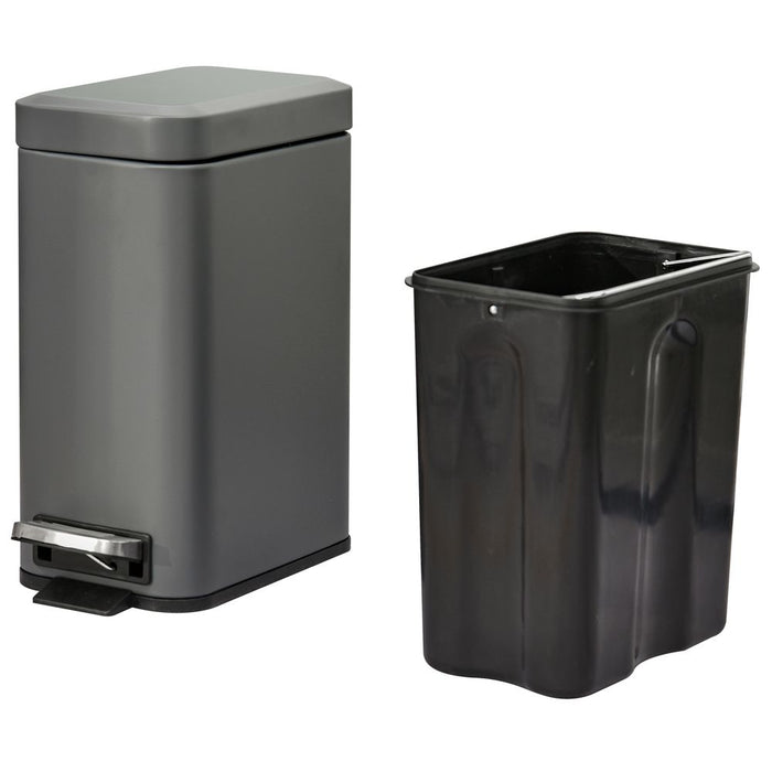 5L Steel Step Trash Can, Silent Lid Open & Gentle Close, Compact & Stylish, Removable Bucket