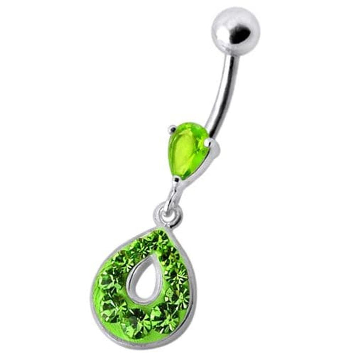 Fancy  Jeweled Pear Shape Dangling Navel Ring