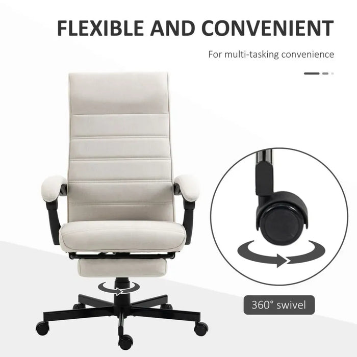 Home Office Chair High-Back Reclining Chair for Bedroom Study Living Room White