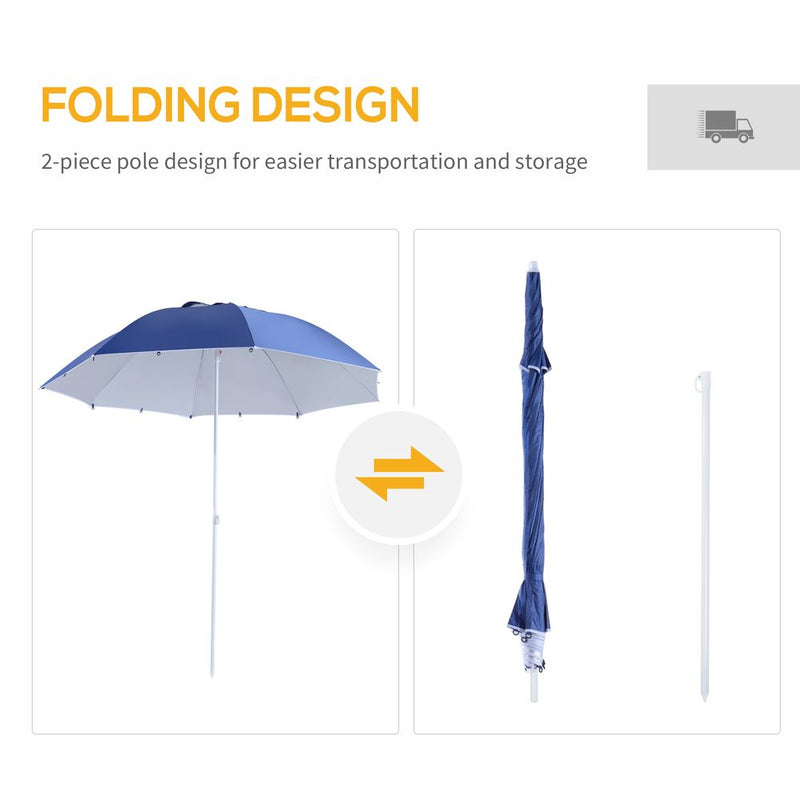 Premium UV Protection Beach Umbrella: 2-in-1 Sun Shelter; Steel Blue; High Quality Guaranteed!