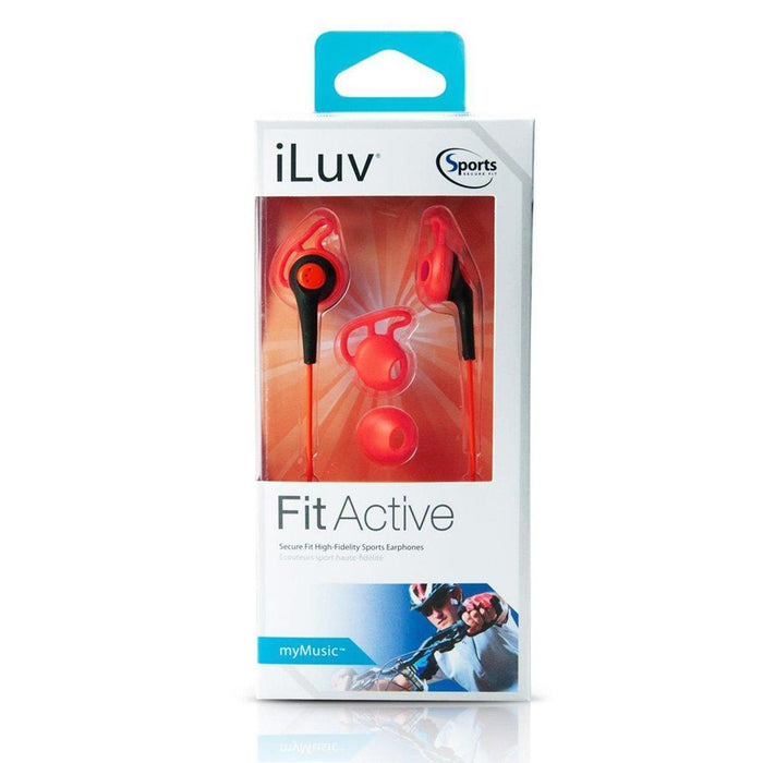 iLuv FitActive High-Fidelity Sports Earphones Red, 1 Pack