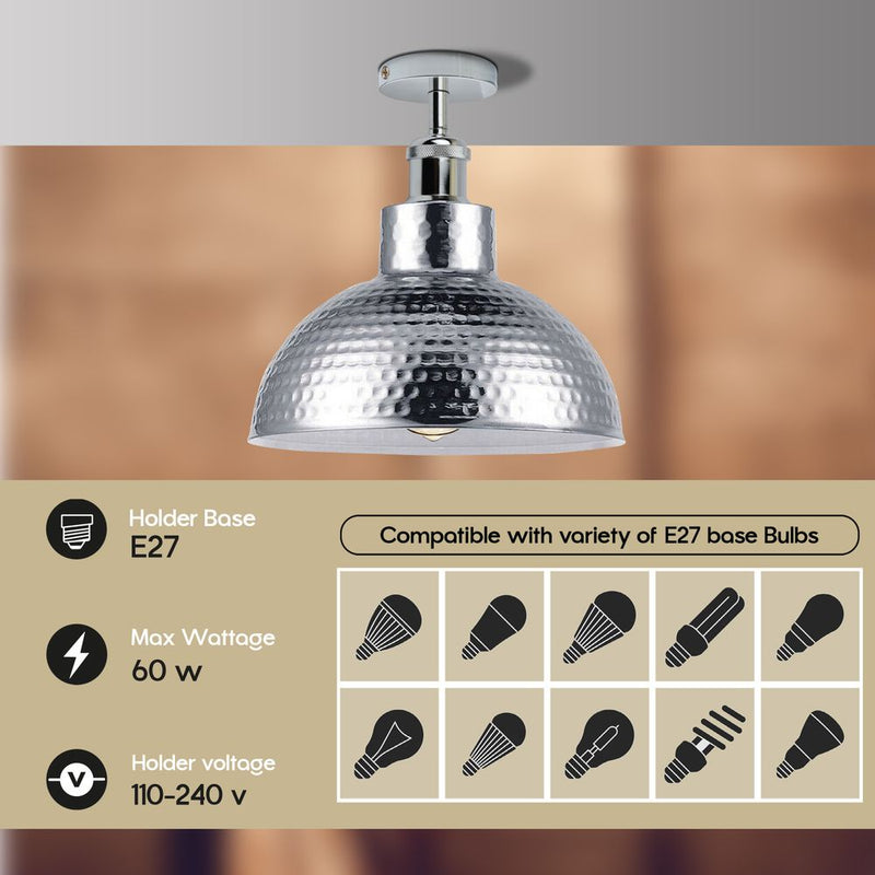 Vintage Industrial Metal Chrome Ceiling Light - High Quality & Stylish Flush Mount