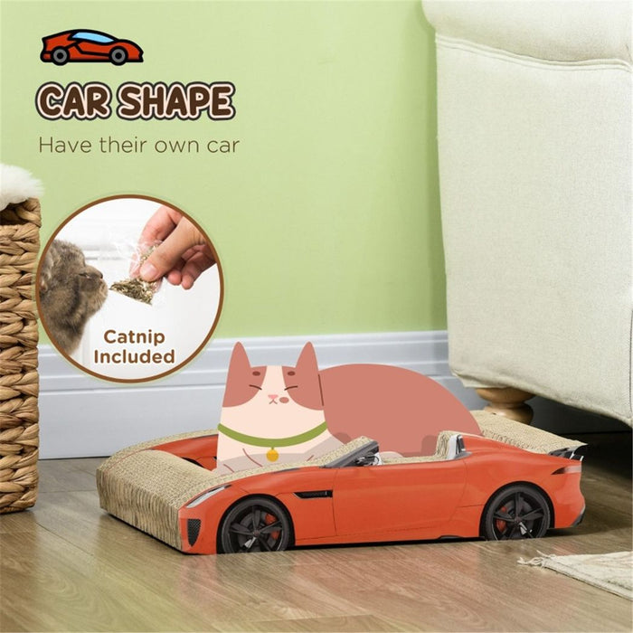 Cat Scratching Board | Car-shaped design doubles as a comfy bed for cats | Red