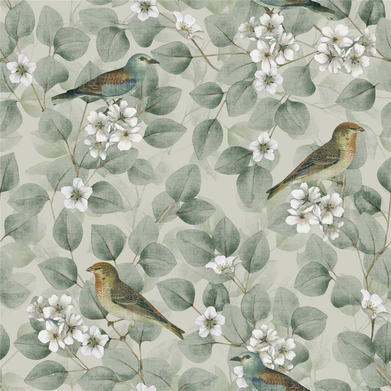 Blooming Beauty: Birds & Blossoms Green sw12 - Premium Quality Guaranteed