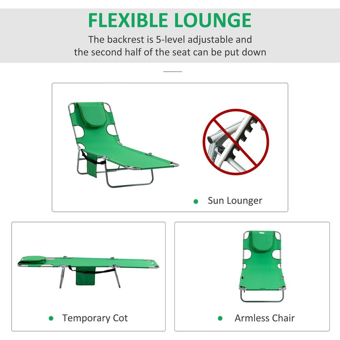 Premium Reclining Lounge Chair with Face Cavity & Pillow - Best Quality Green Garden Chair for Ultimate Relaxation!