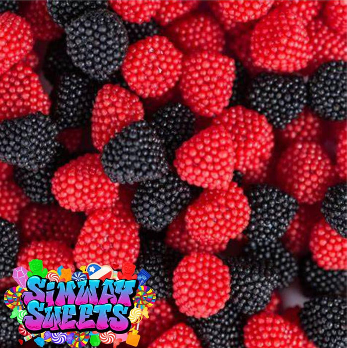 Delicious Black & Raspberry Berries Gummy Retro Sweets in Gift Jar