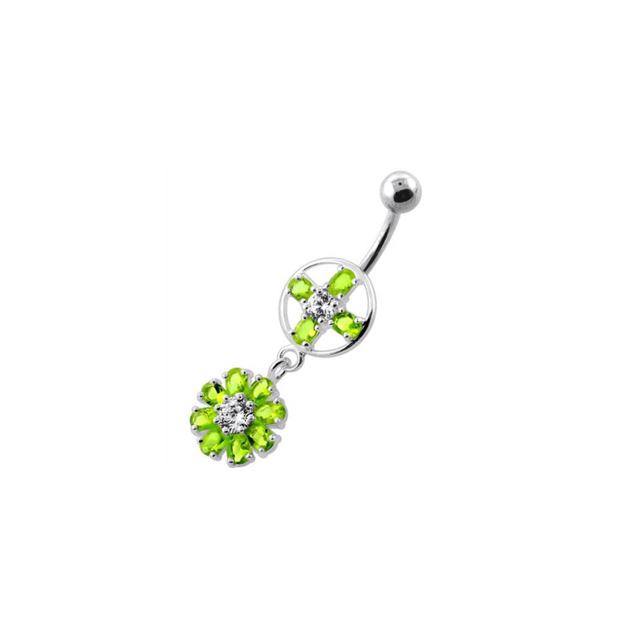 Jeweled Flower Hanging Navel Belly Bar