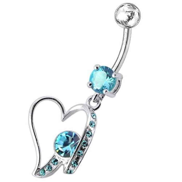 Fancy Jeweled Heart Dangling Belly Ring