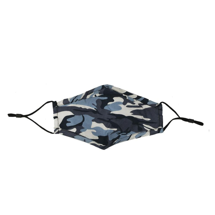 Termin8 Kids Camo Face Mask - Breathable, Washable, Blue - Ages 6-12