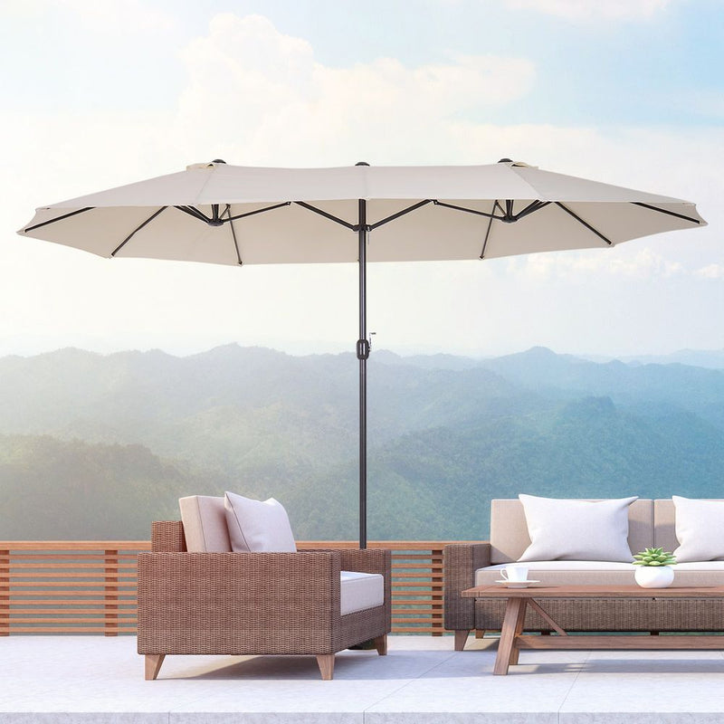 Outsunny 4.6m Double-Sided Patio Parasol Umbrella - UV Resistant, Easy Crank Lift - Perfect for Enjoying the Sun!