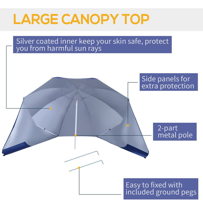 Premium UV Protection Beach Umbrella: 2-in-1 Sun Shelter; Steel Blue; High Quality Guaranteed!