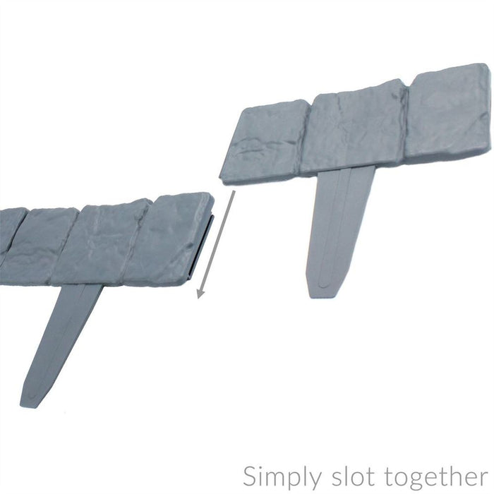 Durable Stone Effect Lawn Edging - Grey - Pack of 20 | Pukkr