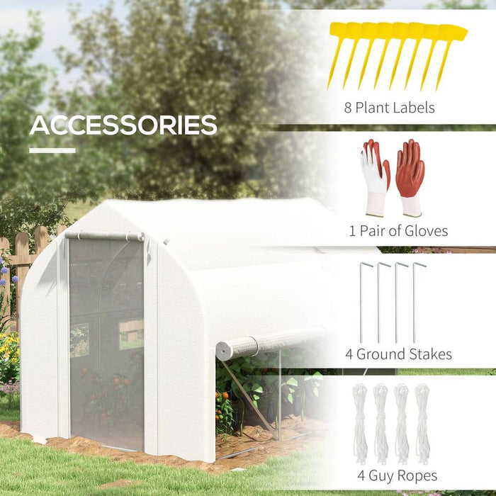 Premium 3x2m Polytunnel Greenhouse: Roll Up Sidewalls, Mesh Door, Plant Labels - Enhance Your Gardening Experience!