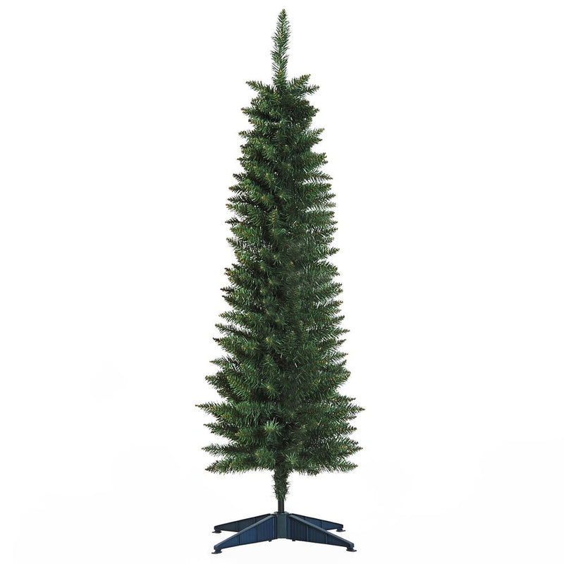 1.5m 5ft Artificial Pine Pencil Slim Christmas Tree 294 Branch Tips with Stand