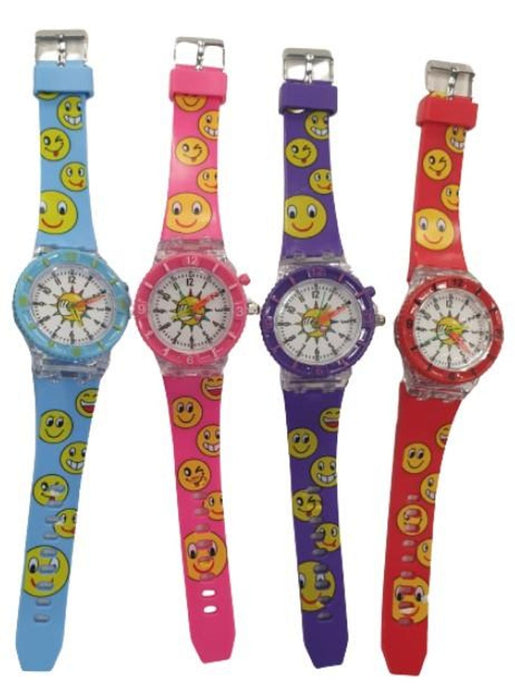 Premium Multifunctional Kids Quartz Watch: Luminescent, Happy Face, PU Strap - Top Quality