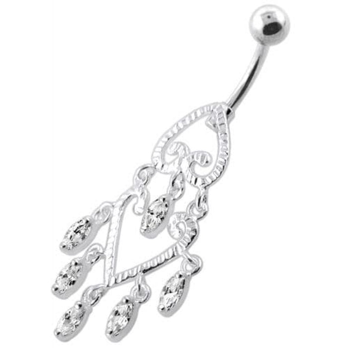 Chandelier Heart Dangling Navel Belly bar