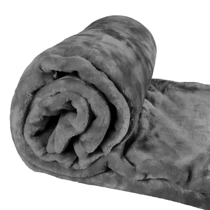 Faux Mink Throw Blanket | Super Soft | 200x240cm | Charcoal | Free Shipping