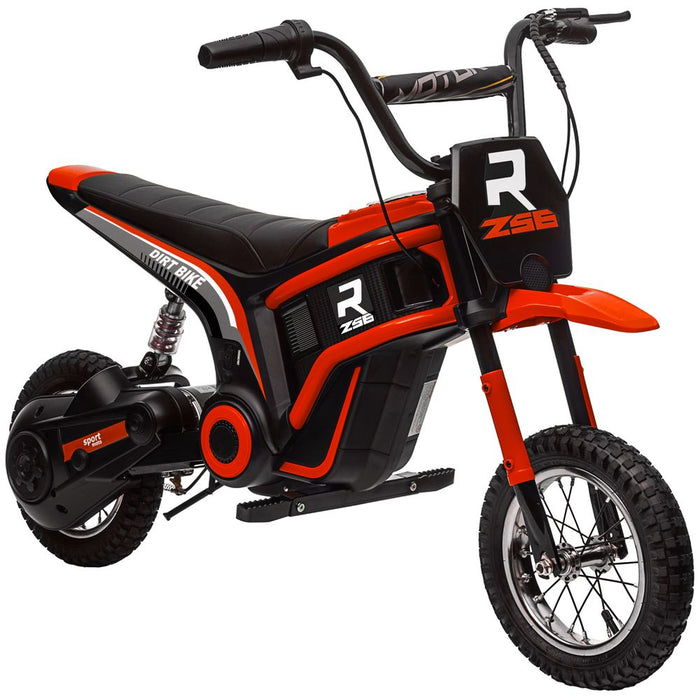 HOMCOM 24V Kids Electric Motorbike with Twist Grip Throttle, Music, Horn - Red