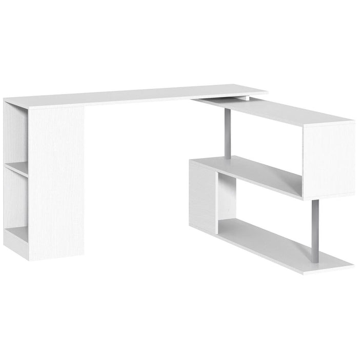 360� Rotating Corner Desk, L-Shaped-White