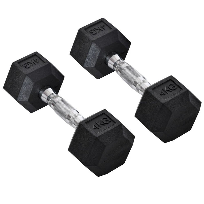 Premium Hex Dumbbell Set 8kg - Non-Slip Grip & Sturdy Build for Effective Home Workouts - HOMCOM