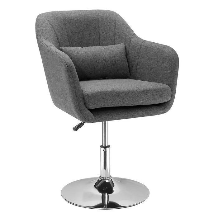 HOMCOM Retro Swivel Tub Chair: Stylish Dark Grey Linen, High-Quality Steel Frame, Cushion Seat