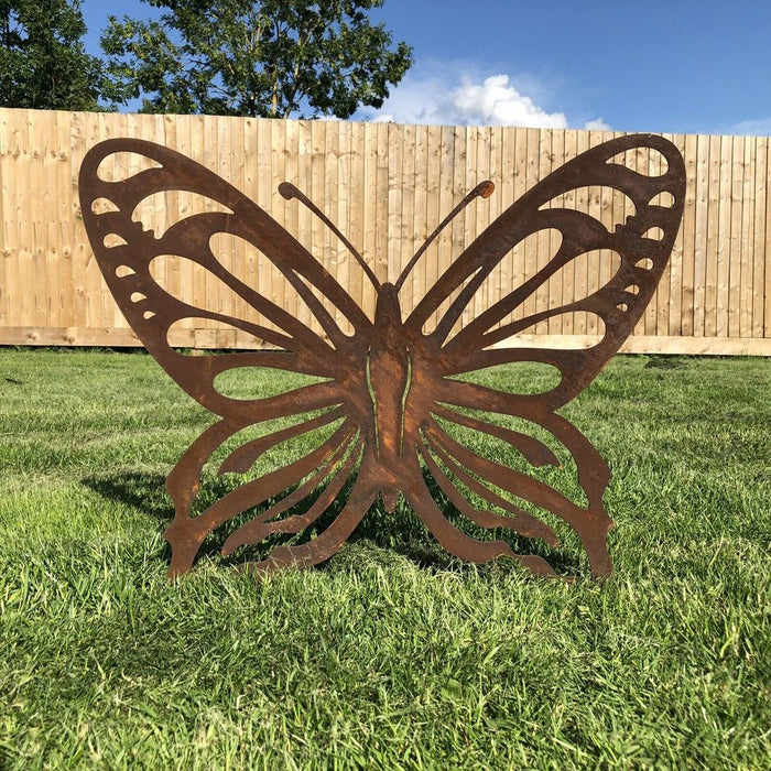 LARGE RUSTY METAL BUTTERFLY Garden Ornament - Indoor/Outdoor Decoration