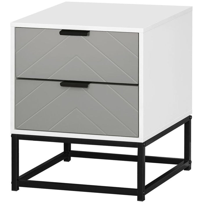 Bedside Cabinet with Metal Base and 2 Drawer Storage for Home Office