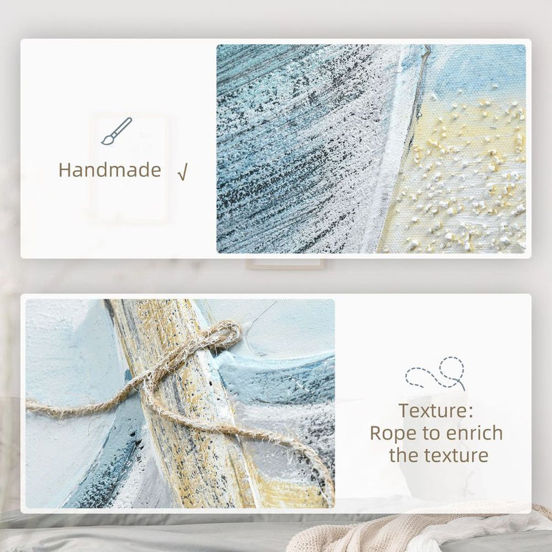 Premium Hand-Painted Wall Art - Stunning Beach Boat Canvas - 90 x 90 cm