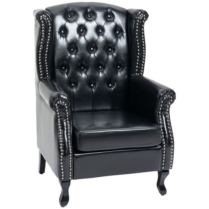 Chesterfield-style Wing Back Armchair Tufted Accent Chair Black