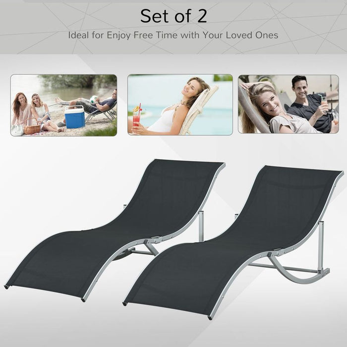 Outsunny Set of 2 Zero Gravity Lounge Chair Recliners Sun Lounger Black